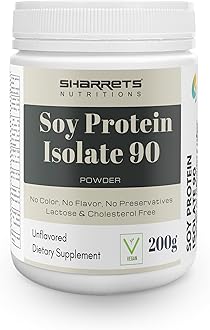 Sharrets Soy Protein Isolate Unflavored Powder 90%, 200g, for Beginners Athletes Men Women Gym Muscle gain