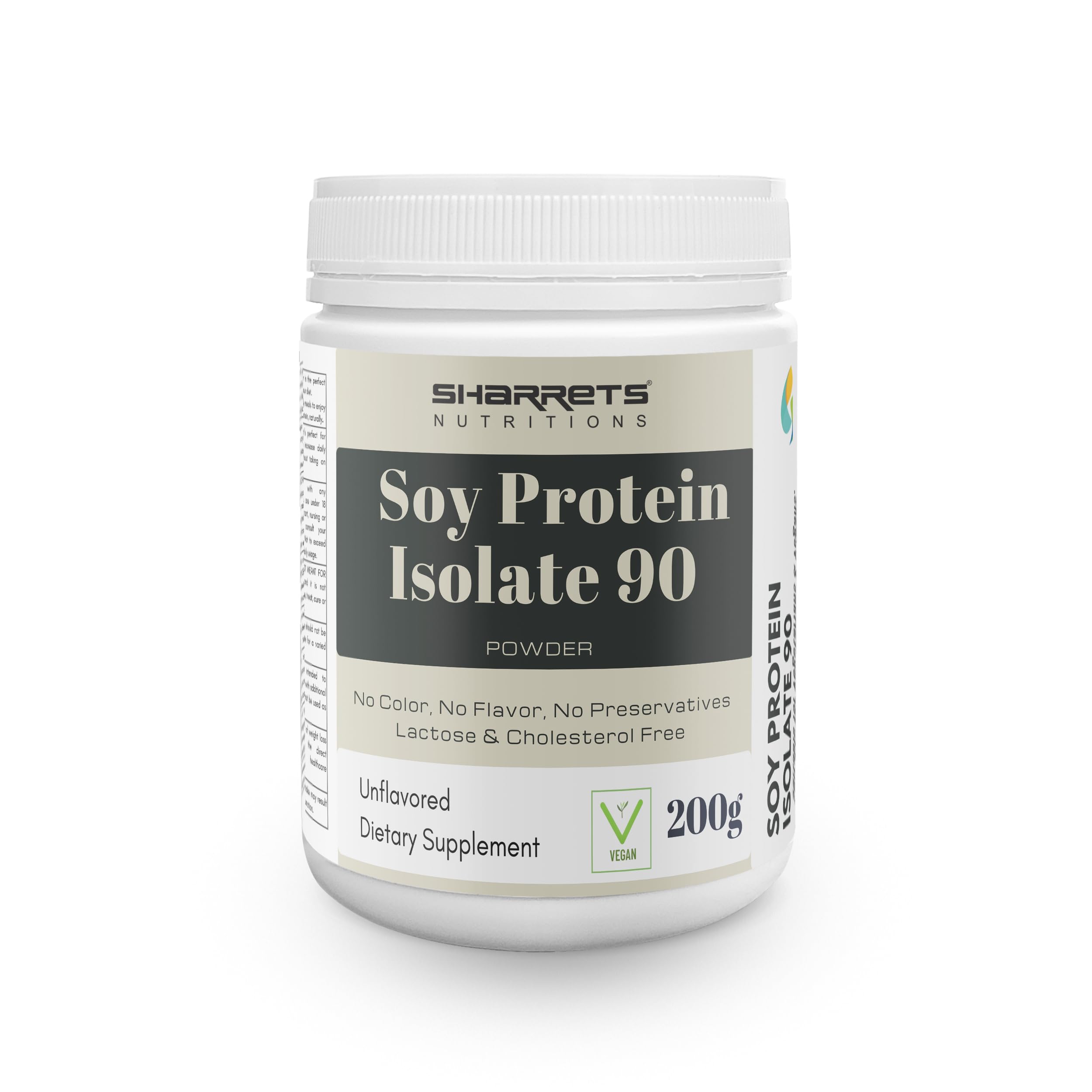 Sharrets Soy Protein Isolate Unflavored Powder 90%, 200g, for Beginners Athletes Men Women Gym Muscle gain