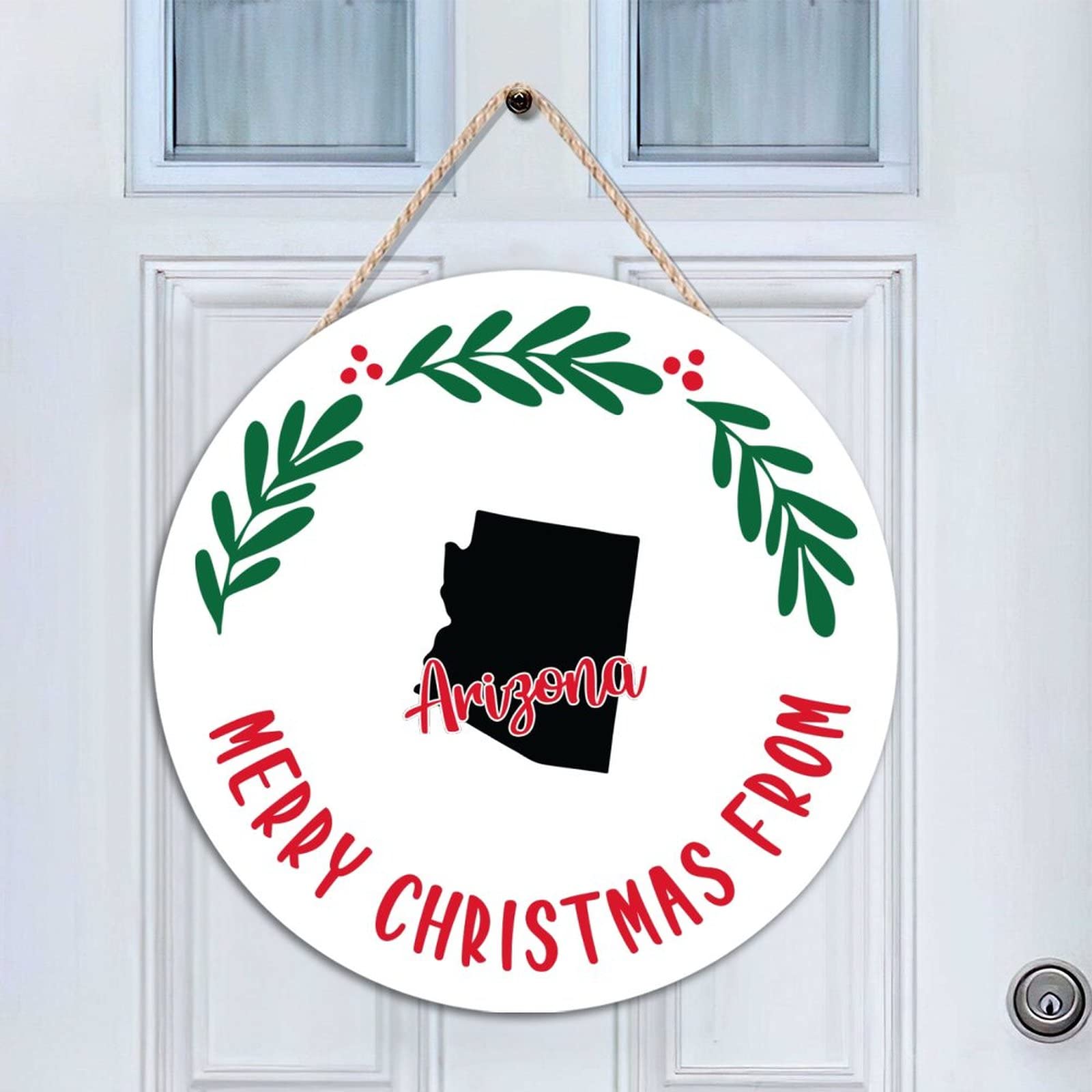 Panneau rond en bois d'ébénisterie déco de Noël suspendue Arizona 45.7 cm