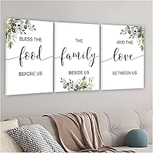 Wall Art Prints, 3pcs Bible Quote Canvas Painting Bless The Food Before Us,Kitchen Canvas Wall Art for Living Room,Inspirational Verse Wall Decor Poster Paintings for Bedroom Bathroom(Unframed)