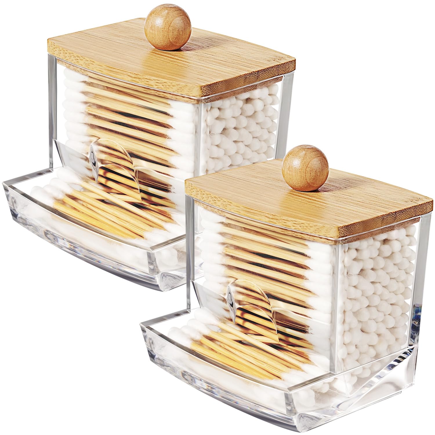 Support carré pour Qtip étanche avec couvercle amovible boîte de rangement coton