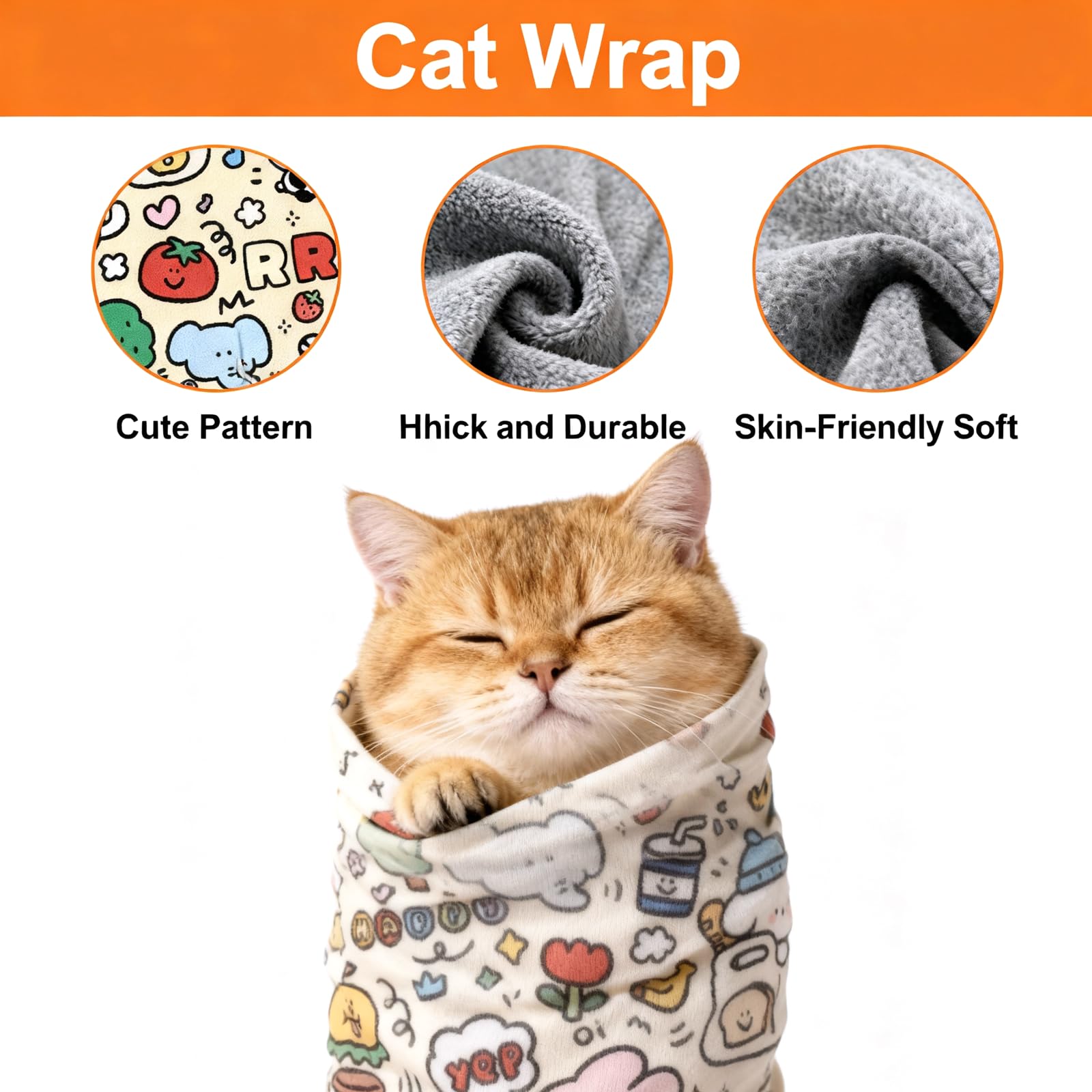 Cat Grooming Wrap, ściereczka do pielęgnacji kotów, samoprzylepna, 70 x 70 cm, odporna na ugryzienia i zarysowania, do przycinania pazurów, wiązania kotów, do pielęgnacji paznokci