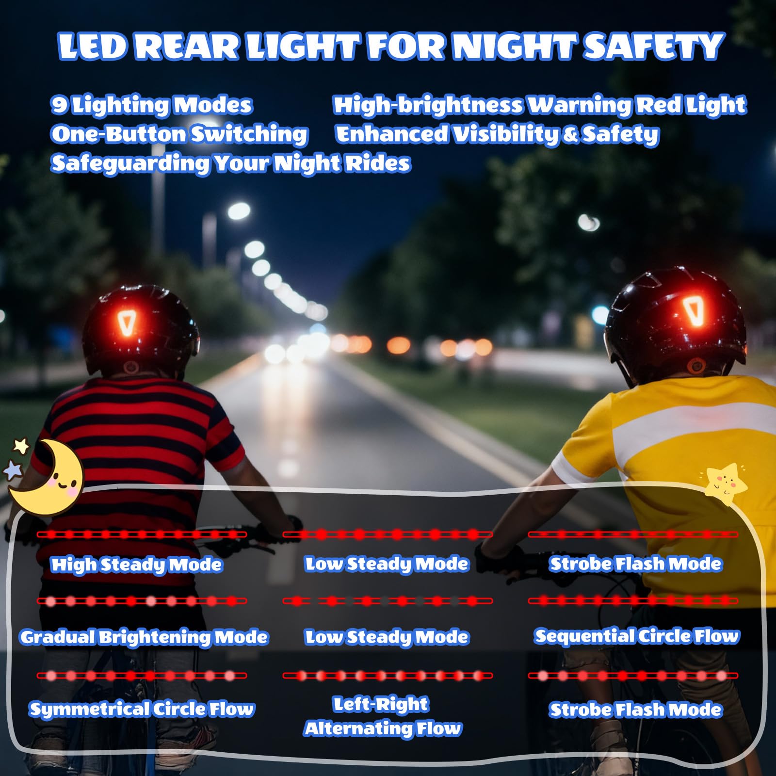 Casco da bicicletta regolabile per bambini con luce posteriore ricaricabile, leggero per sport