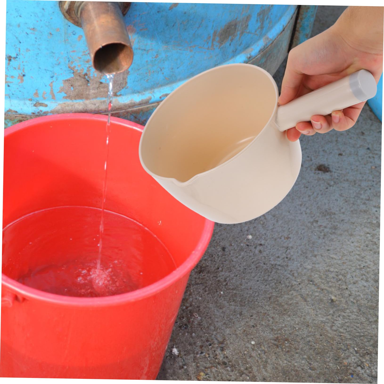 UKCOCO Cucharón para Agua de Cocina Pequeño 2 Piezas Plástico Resistente Azul y Beige Ergonómico para Hogar Jardín y Uso Diario