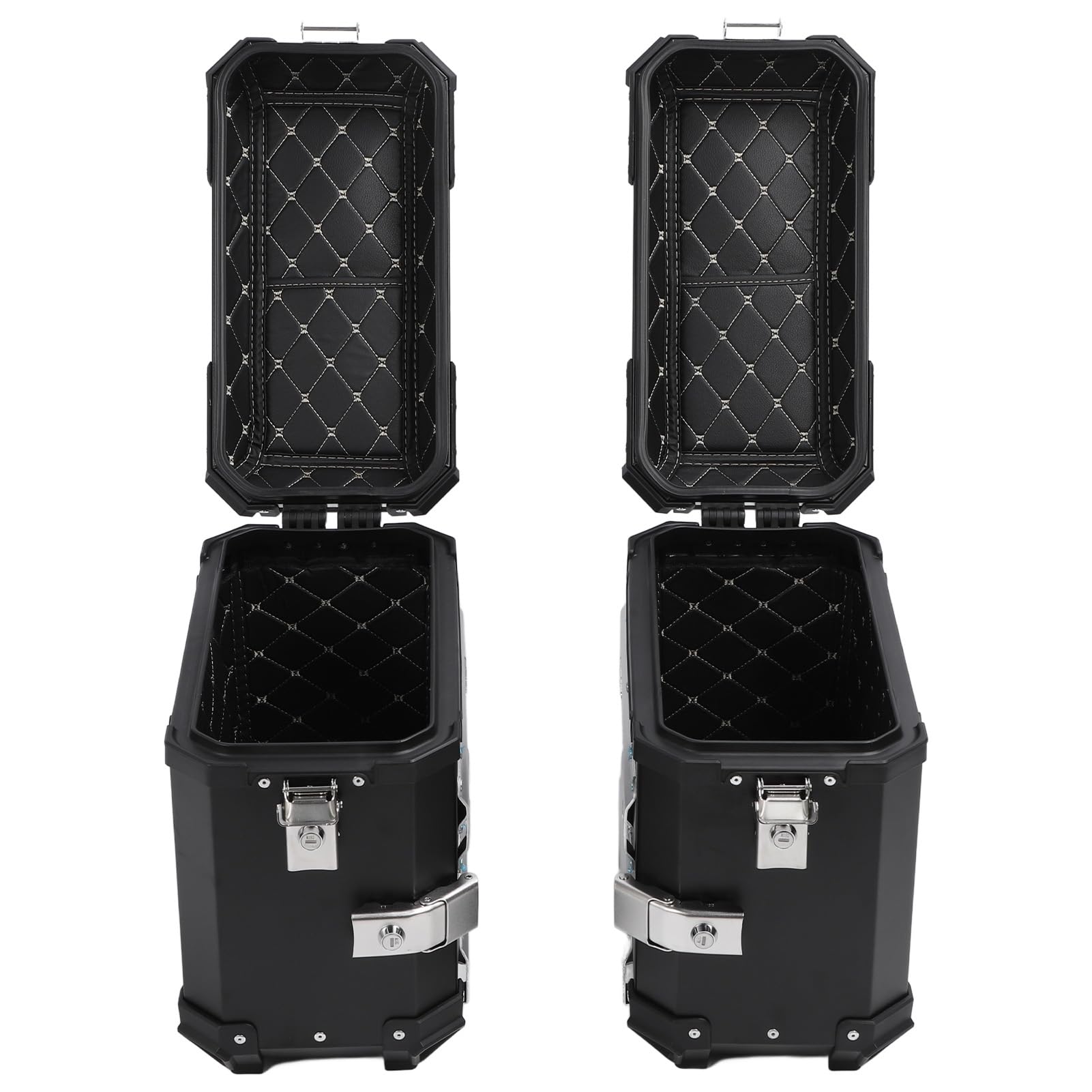 Drfeify Universeller Motorrad-Seitenkoffer, Aluminiumlegierung, Harte Seitenbox, 35 L, mit Schlosshalterung, Wasserdicht, Staubdicht, Reflektierendes Design für Tourenfahrer für (Black)