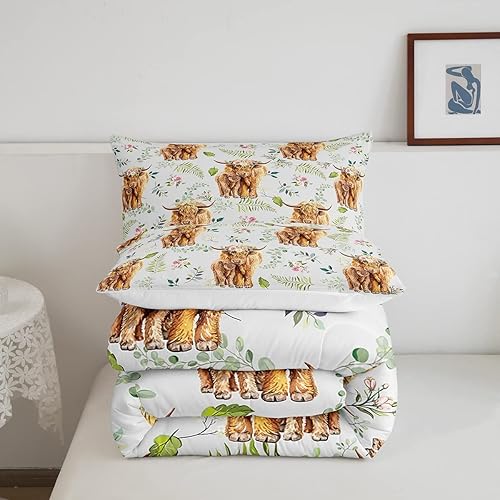 Miniatura 5 de Erosebridal Juego de edredón rústico de vaca, tamaño matrimonial, juego de ropa de cama retro de piel de vaca para niños y niñas, edredón de vaca de