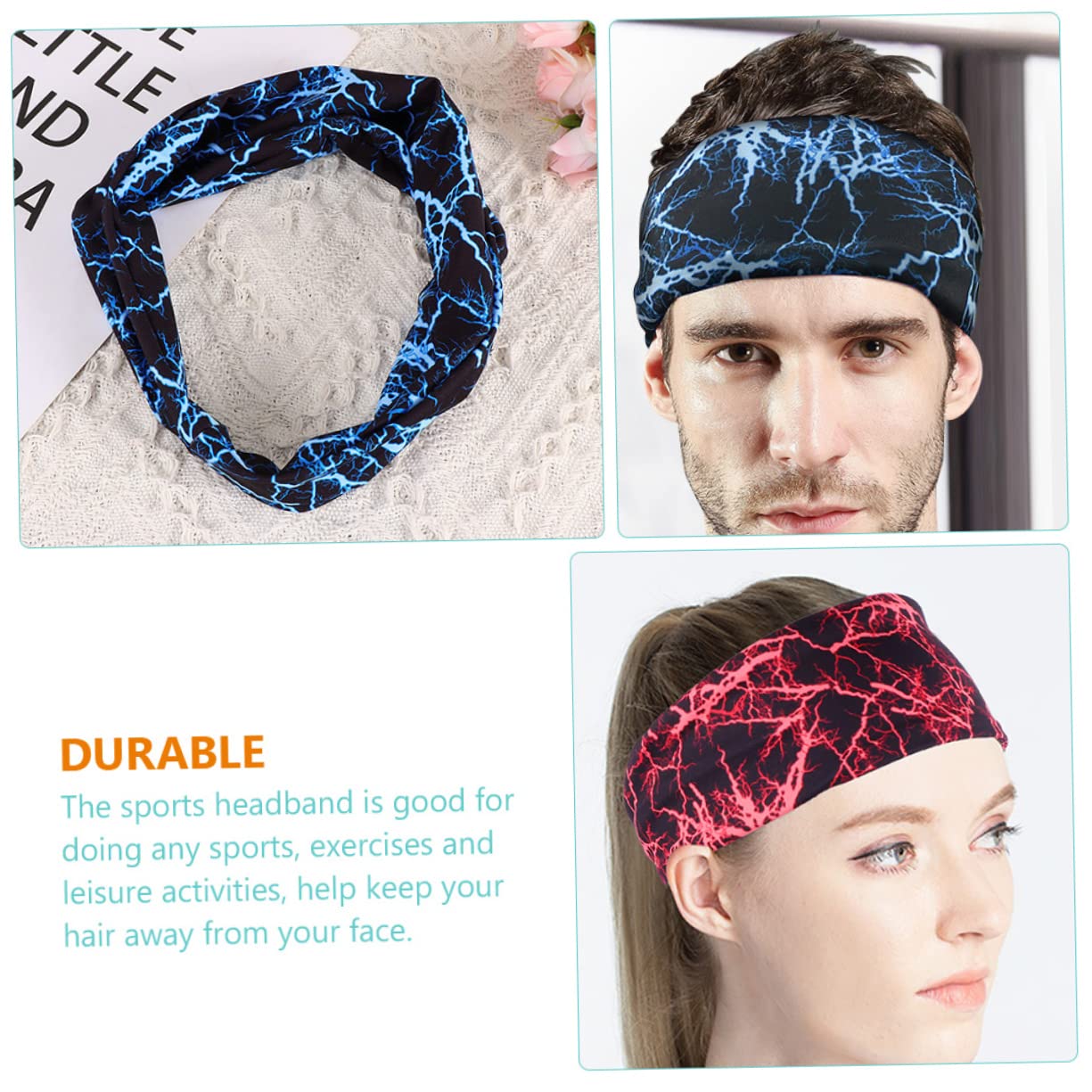 Abaodam Cinturón Antitranspirante para Fitness Bandas Elásticas para El Cabello Diadema para Entrenamiento con Banda para El Cabello Deportiva para Mujer Bandas Elásticas Que