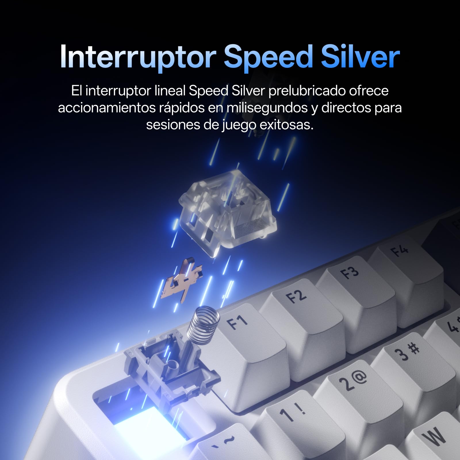 Rapoo V700DIY-75 Teclado Mecánico Inalámbrico Gaming, BT5.0/2.4GHz/Cableado, Personalizado Hot-Swappable, Interruptor Lineal Speed Silver, 16.8M RGB por Tecla, Montaje Gasket, Anti-Ghosting NKRO - 4