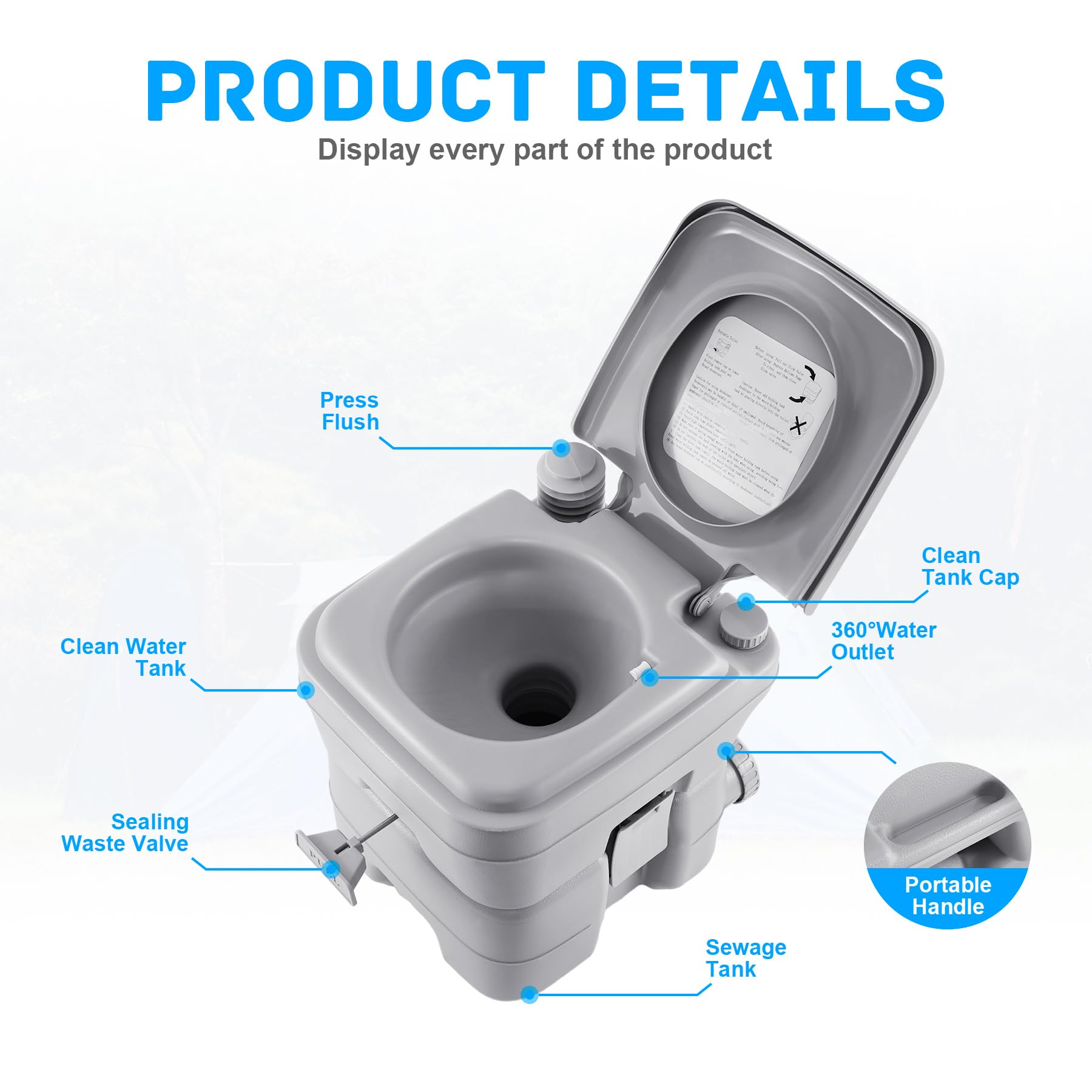 WC Portatile COSTWAY 20L - Toilette Chimica Per Campeggio E Esterno