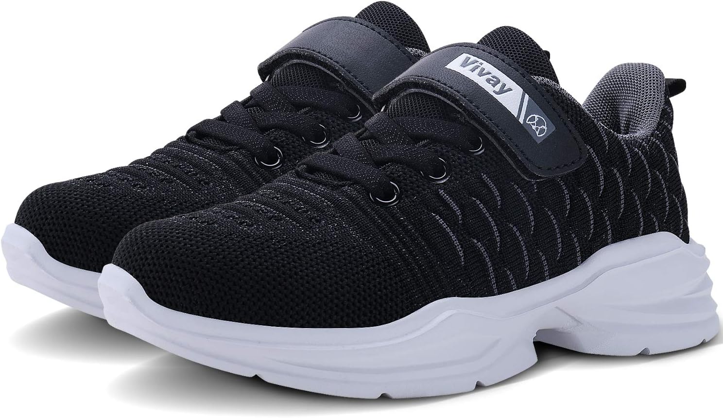 Vivay Kids Running Shoes Boys and Girls Lightweight Comfortable Athletic Sneakers(1-Black,Size 12 Little Kid)