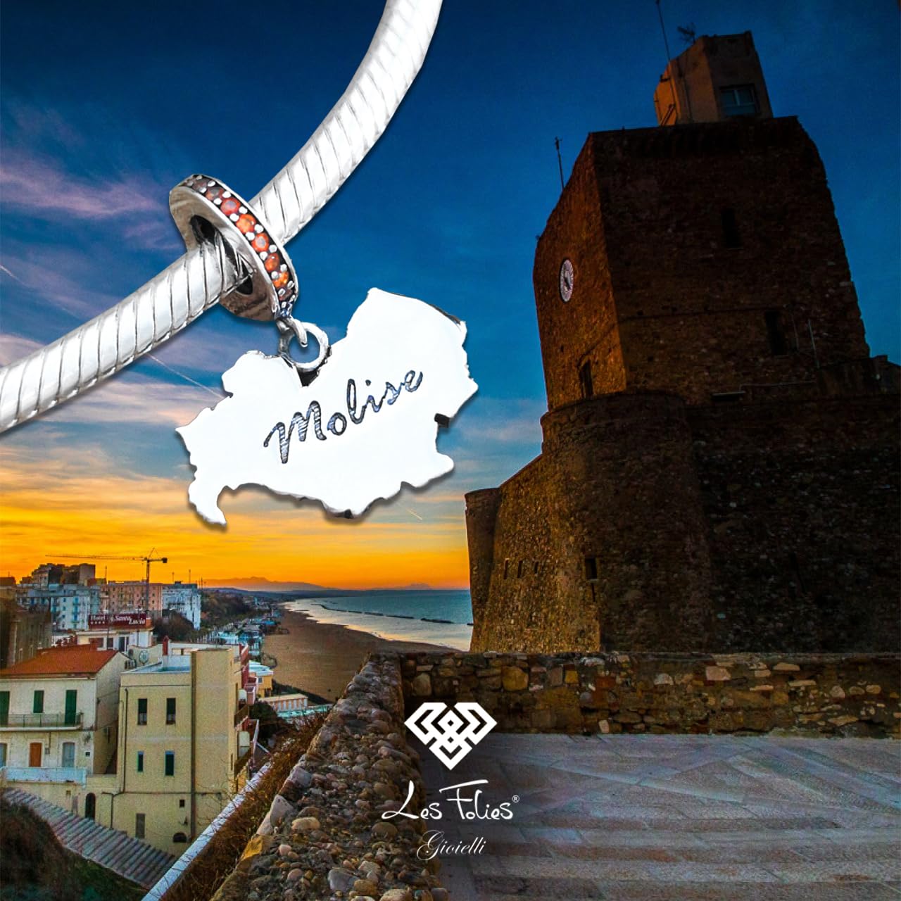 Charm Region Molise Italien Souvenir Anhänger Silber 925 - Leas Folies für Pandora, Sterling-Silber, Zirkonia