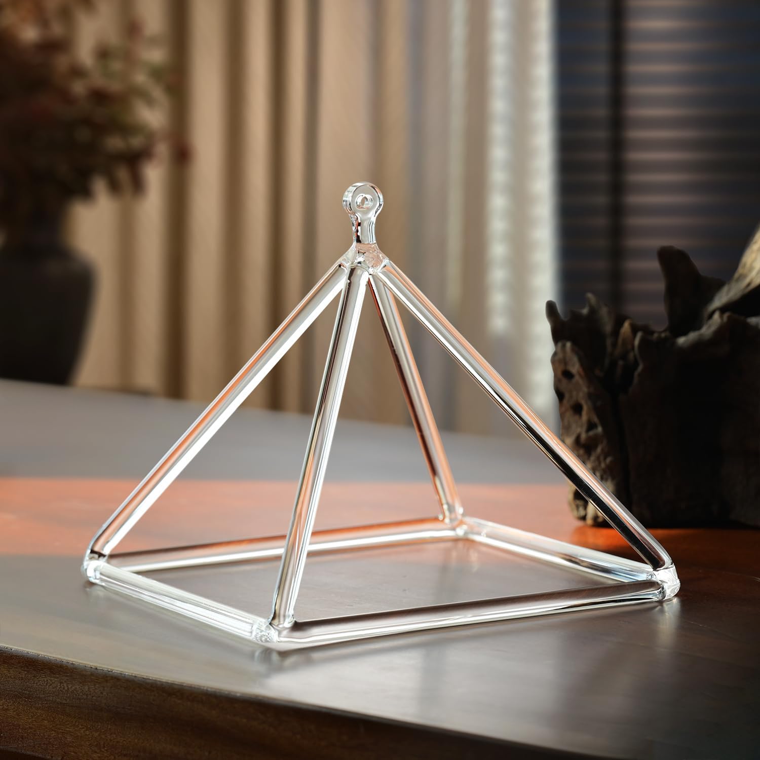 6 Inch Sound Healing Crystal Singing Bowl Quartz Crystal Singing Pyramid Musical Instrument with Suede Stick