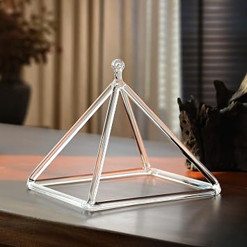 6 Inch Sound Healing Crystal Singing Bowl Quartz Crystal Singing Pyramid Musical Instrument with Suede Stick
