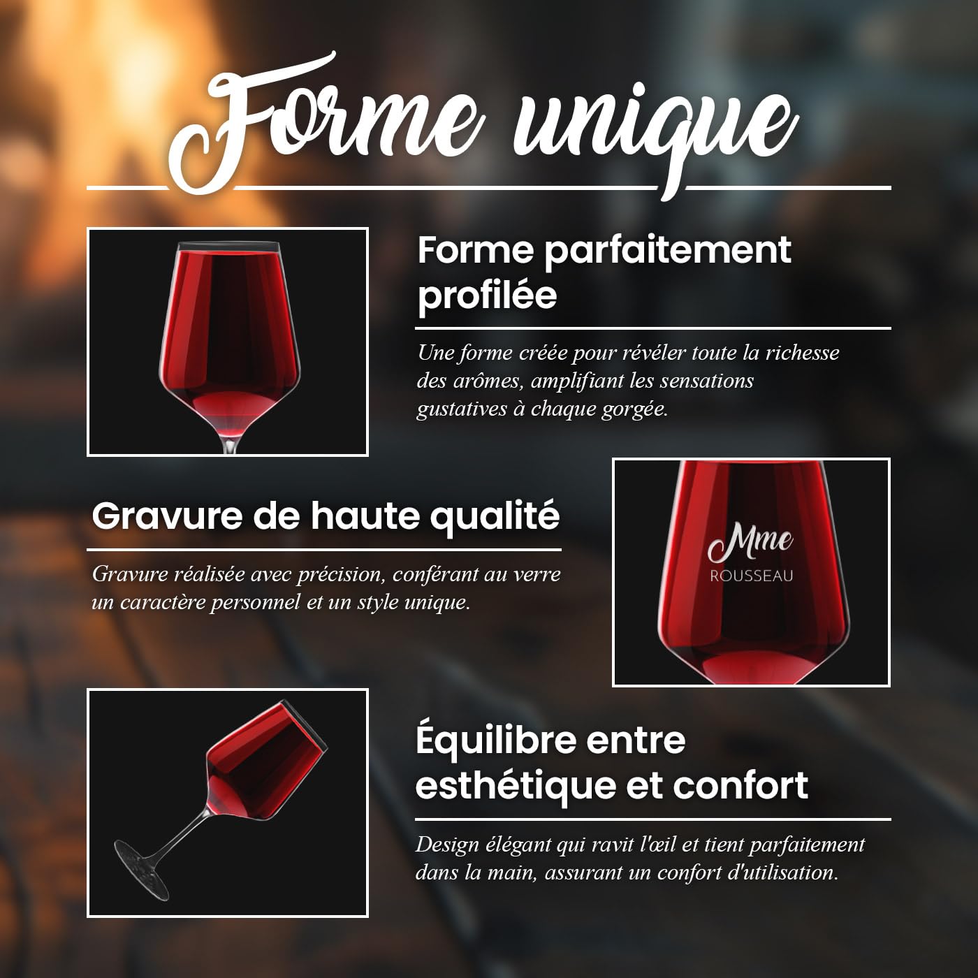 Maverton Set de 2 verre a vin en Cristal - Verres gravés 530 ml - Verres XL Cadeau Personnalisé - Cadeau couple - Set a vin pour parents - cadeau mariage - Noel - Ils