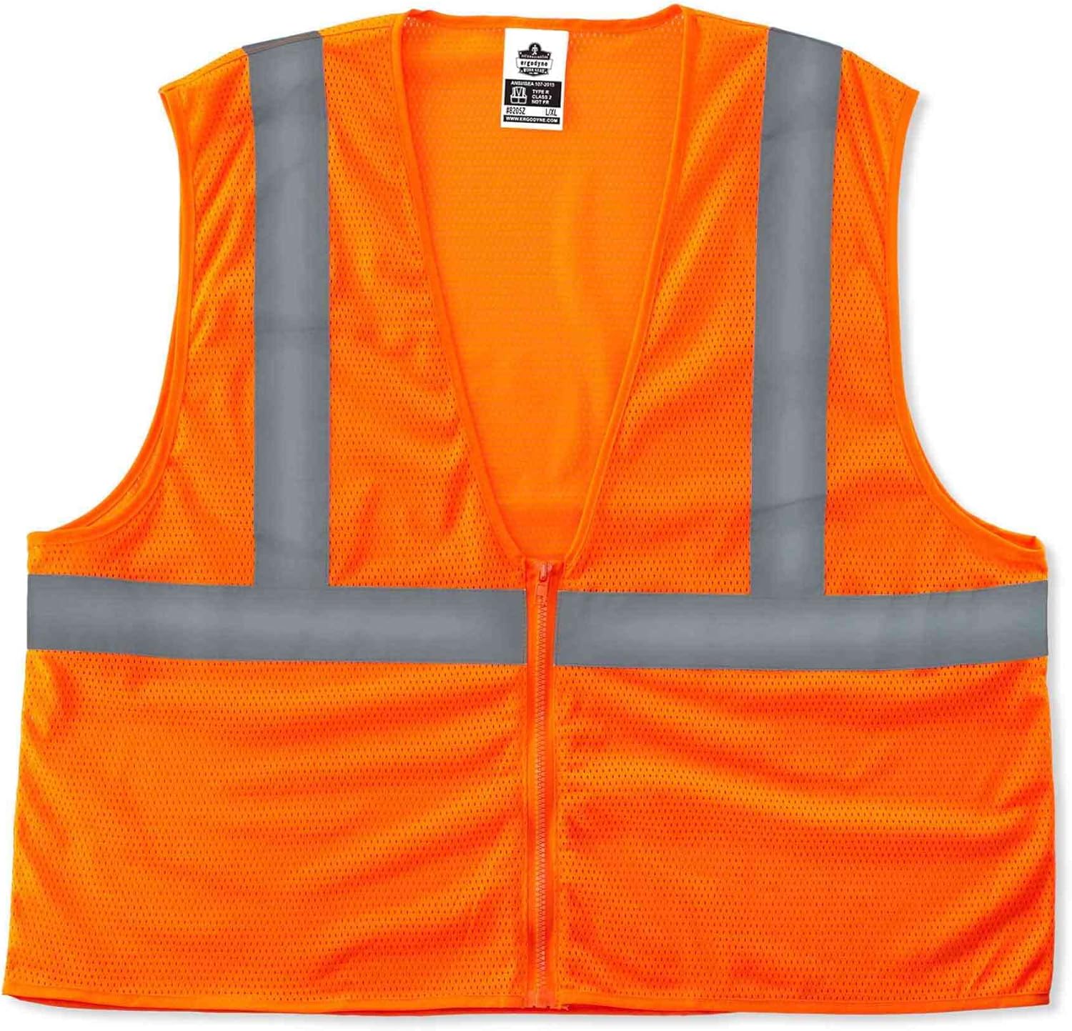 Ergodyne GloWear 8205Z Reflective Safety Vest, High Visibility Orange Mesh, Type R Class 2, Zipper Closure, 4XL/ 5XL - Safety Vests - 