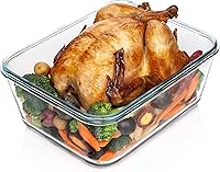 Vista 1 de Recipiente grande de vidrio para alimentos de 111.6 fl oz/112 oz con tapa de bloqueo. Ideal para almacenar alimentos, verduras o frutas. Cazuela