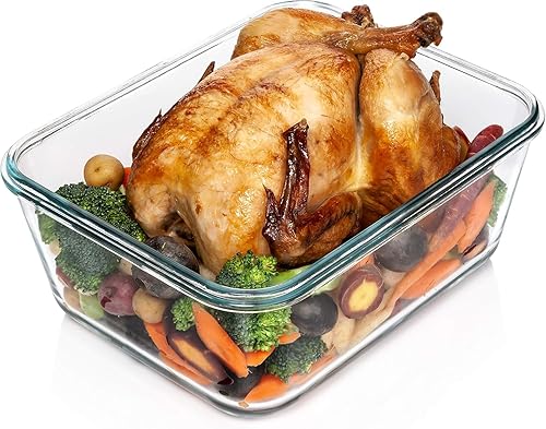 Recipiente de almacenamiento de alimentos grande de vidrio con tapa de bloqueo 14 tazas112 onzas Ideal para almacenar alimentos, verduras o frutas.