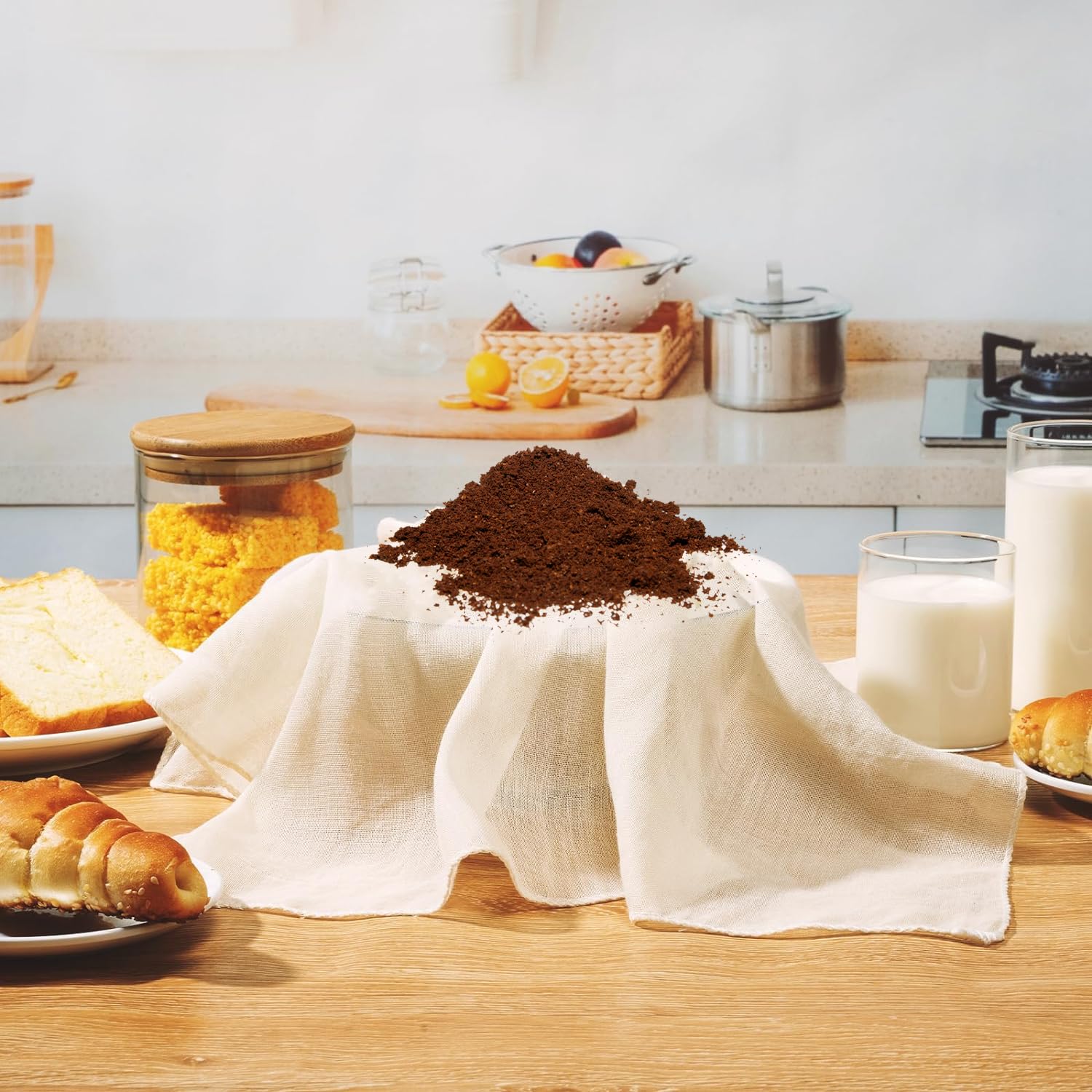 10 Stück Passiertuch Baumwolle-Leinen - 50x50cm Wiederverwendbar