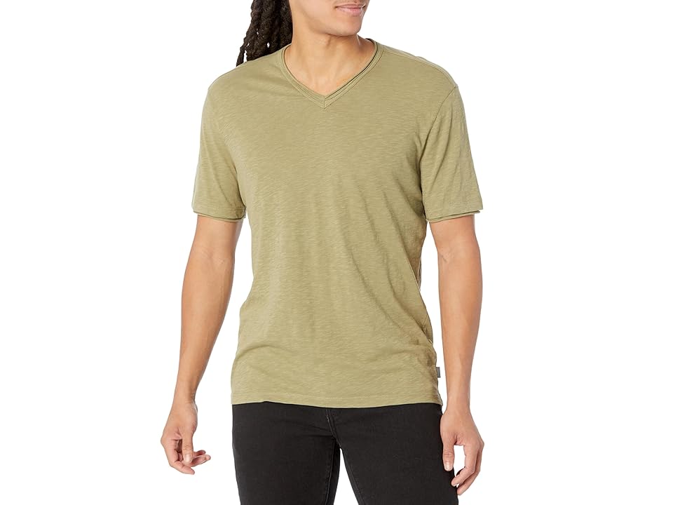 John Varvatos Miles Short Sleeve V-Neck T-Shirt K3595Z2 (Lichen Green) Men's T Shirt INTERNATIONAL SHIPPING