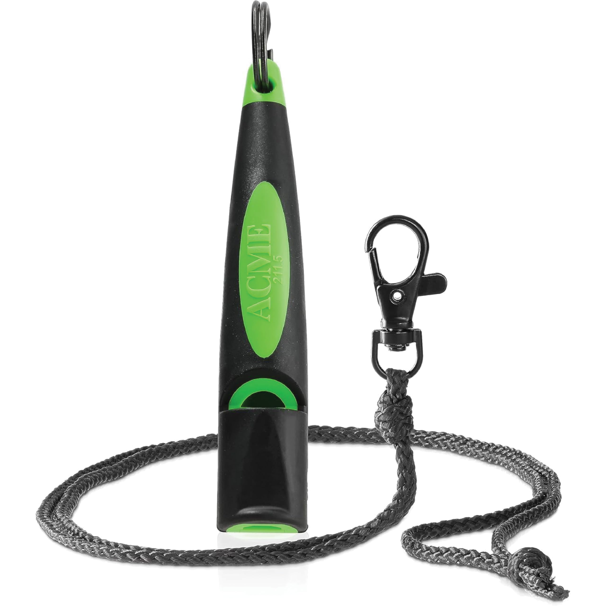 ACME 210.5 Alpha Dog Whistle Black/DG Green, 6200Hz Gundog & Spaniel Training Whistle for Recall, Flushing & Obedience, With Lanyard, UK Made
