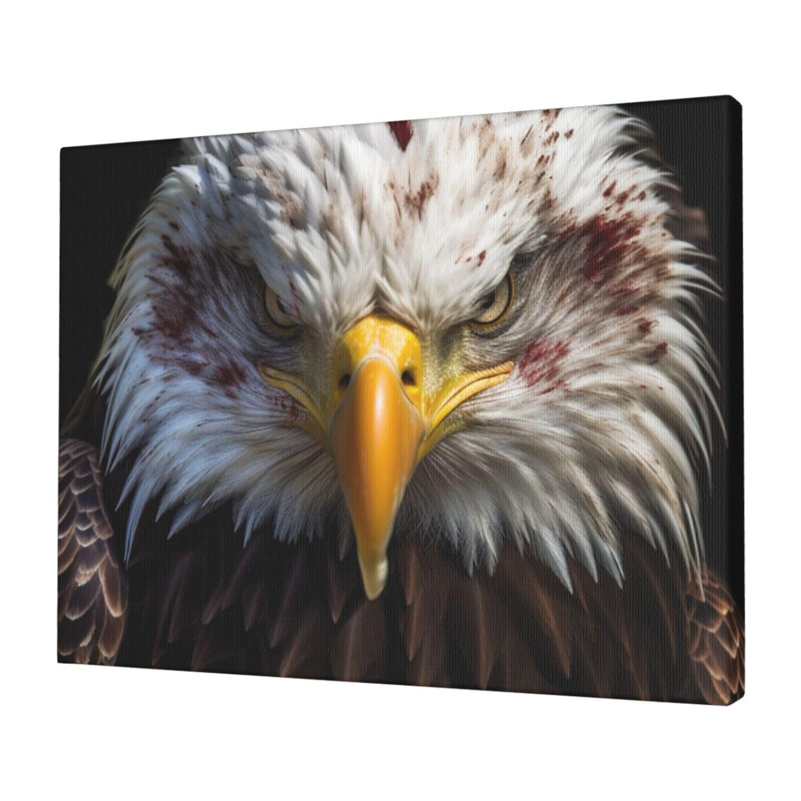 FodPand Canvas Wall Art for Living Room Wall Decor 12"x16" Modern Artwork Painting Pictures Hanging Canvas Prints Bald Eagle American Flag Aesthetic Wall Art for Bedroom Bathroom Office Wallart Decor
