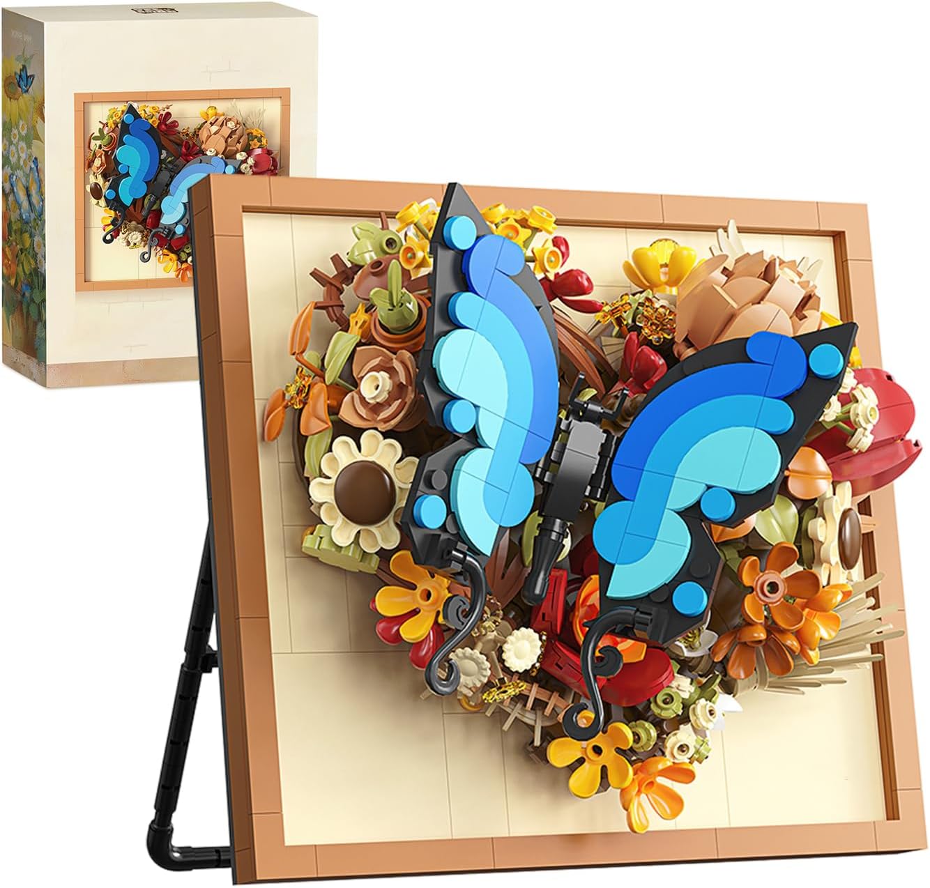 765 PCS Butterfly Flower Building Block Set - Botanical Collection Painting Frame, 3D Wall Art Decoration, Suitable for Women, Birthdays, Anniversaries, Home and Desktop Decoration
