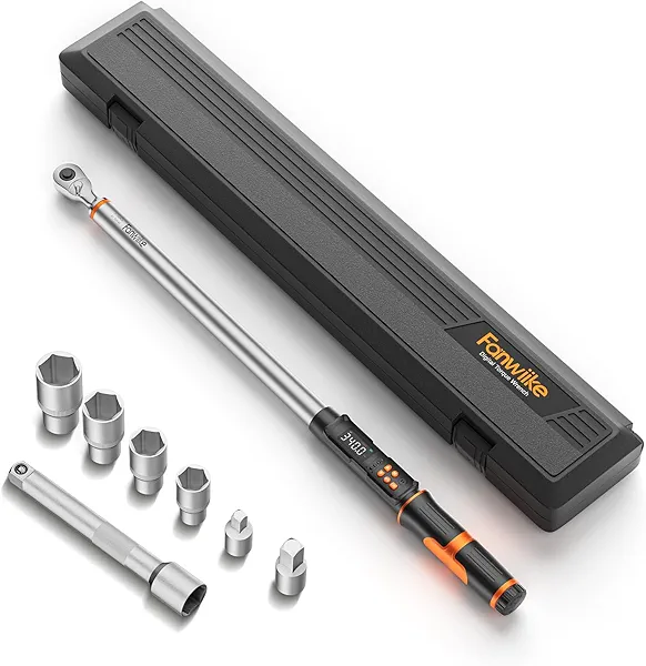 Fanwiike 1/2" Drive Digital Torque Wrench, 12.54-250.8 Ft.lb /17-340 Nm, Foot Pound Torque Wrench Electronic with Buzzer & LCD Indicator, Torque Wrench Set for Cars Automotive, ±2% Accuracy