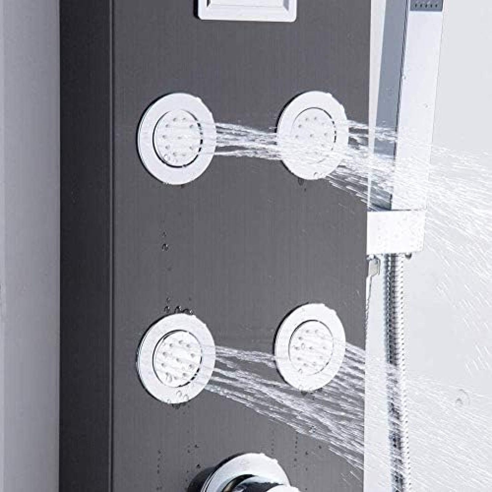 Pannello Doccia Sistemi Doccia in Acciaio Inossidabile con Display LCD Pannello Doccia Nero con termostato e 6 modalità dell'Acqua