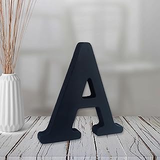 AOCEAN 4 inch Black Wood Letters Unfinished Wood Letters for Halloween Decorative Standing Letters Slices Sign Board Decoration for Craft Home Party Projects (A)