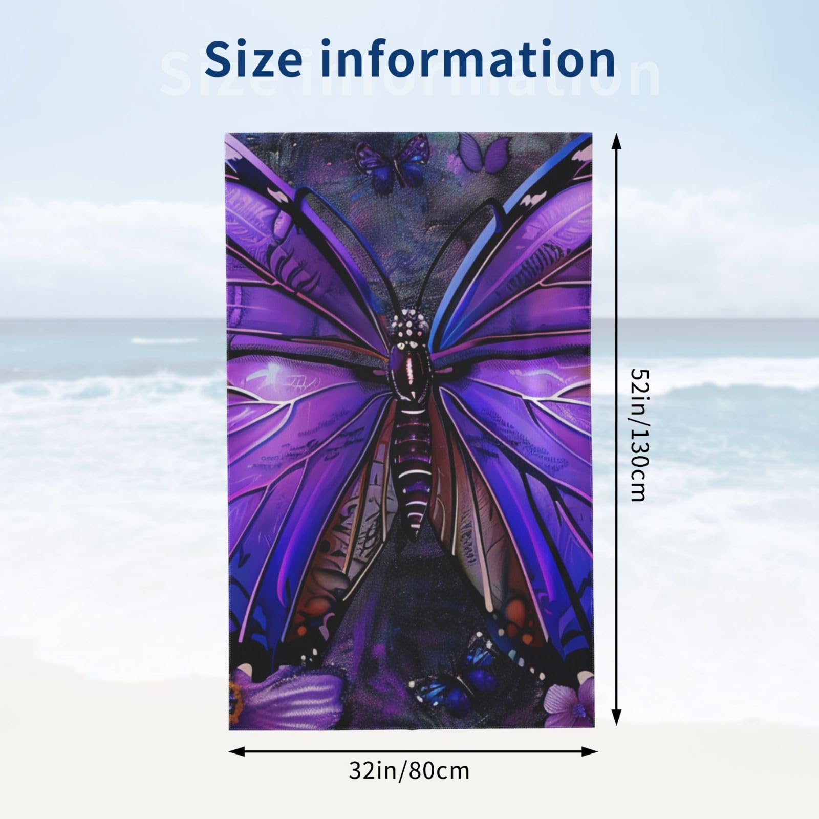 DCEHGEW Butterfly 1 Printed Microfiber Bath Towels 32x52 Inch, Highly Absorbant Beach Towel Bath Sheets for Bathroom Travel Hotel Spa