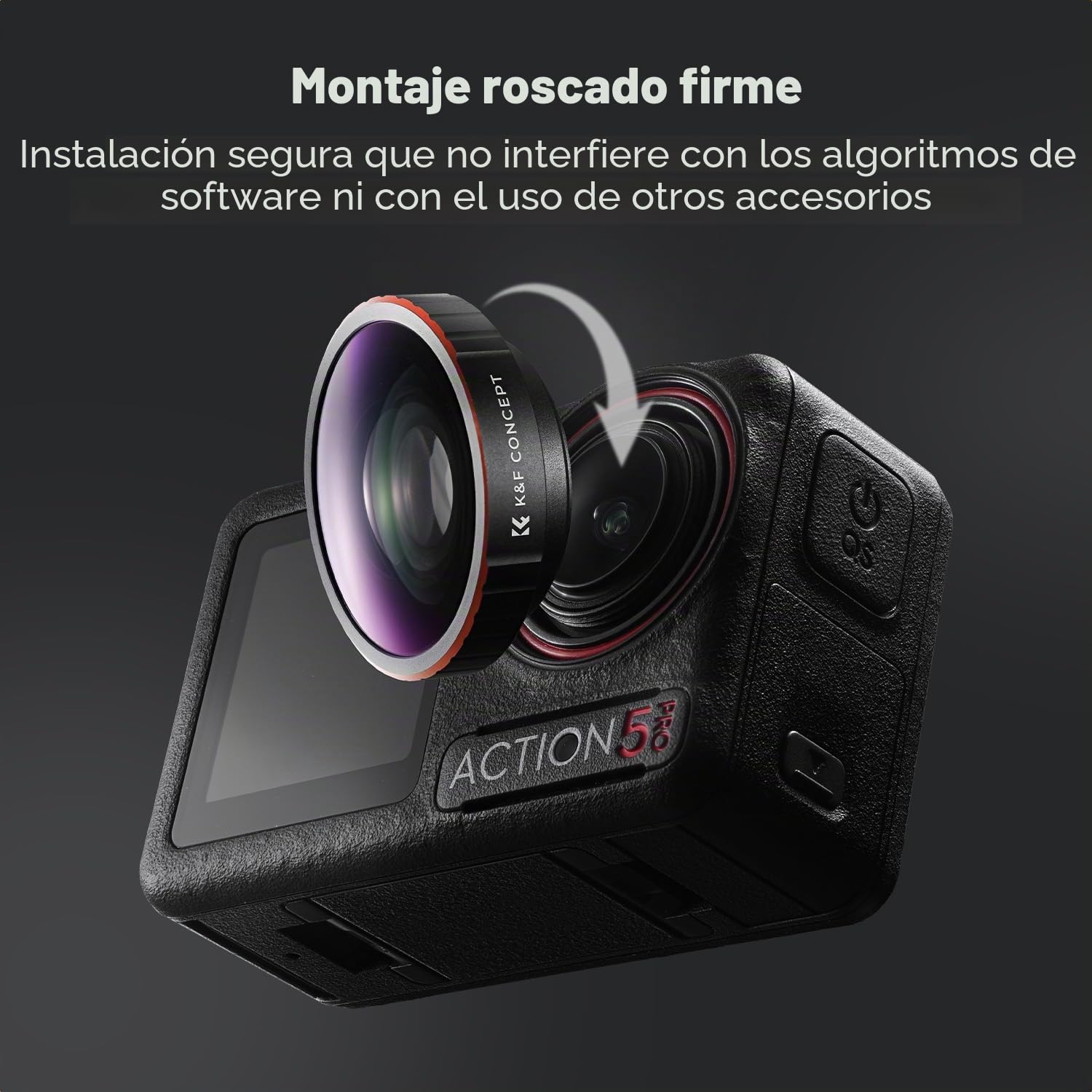 K&F CONCEPT Filtro Gran Angular para dji Osmo Action 4/5 Pro - Lente HD con Revestimiento Verde Antirreflectante, Resistente al Agua y Rayones - Incluye Paño de Limpieza