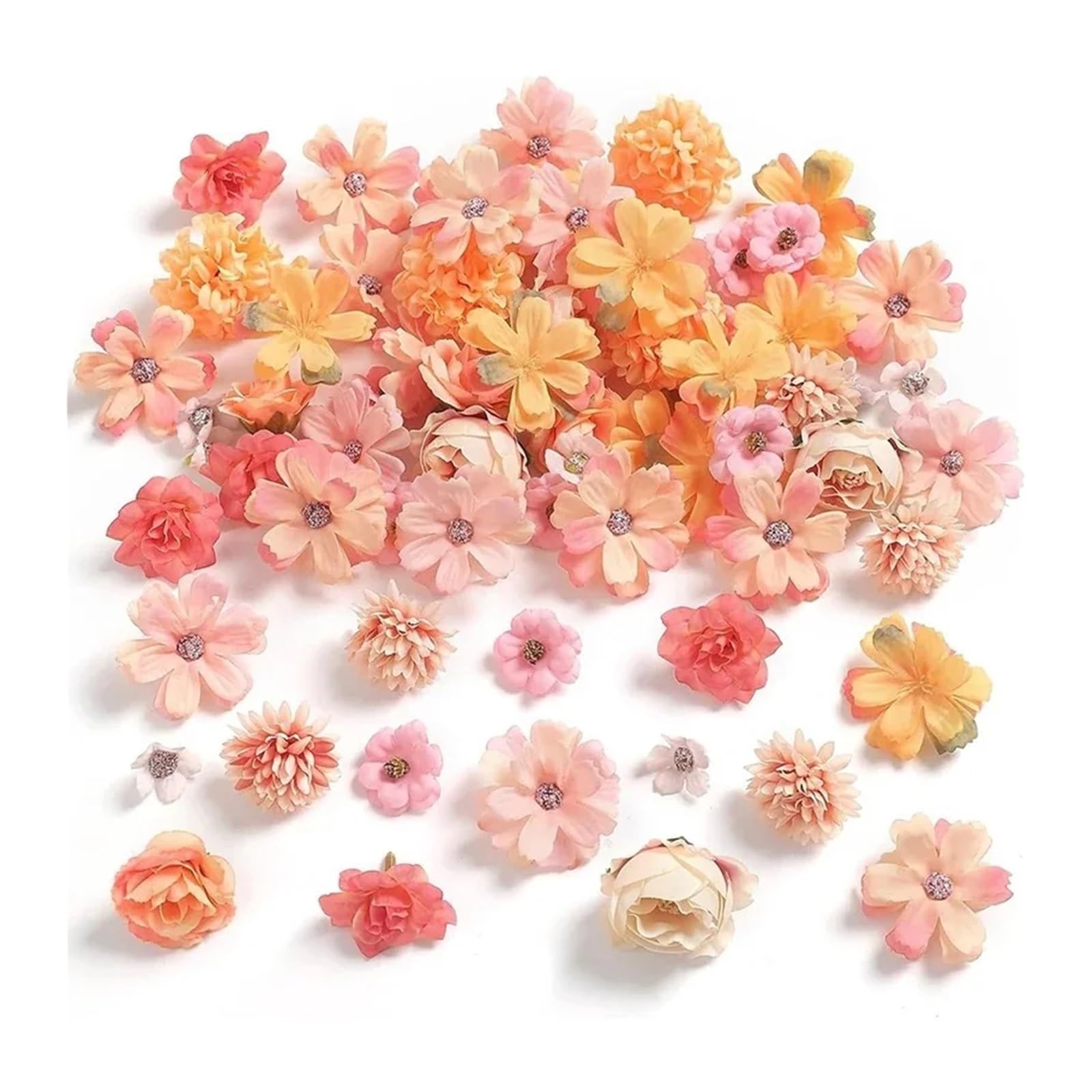 20 Teile/Satz 4cm Silk Rose Künstliche Gänseblümchen Blume Köpfe for Handwerk Kranz Hochzeit Decor DIY Tisch Home Room Gefälschte Blumen Für DIY(Orange)