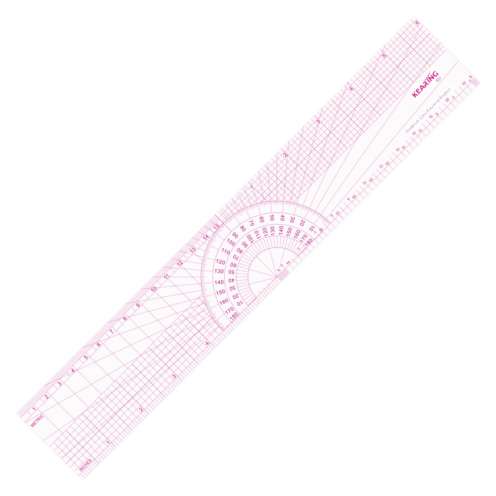 KEARING Plastic Clear Graph Ruler, Multi-Purpose Pattern Grading Ruler, 30cm & 12", Dual Metric and Imperial Scale for Sewing, Quilting, and Pattern Making