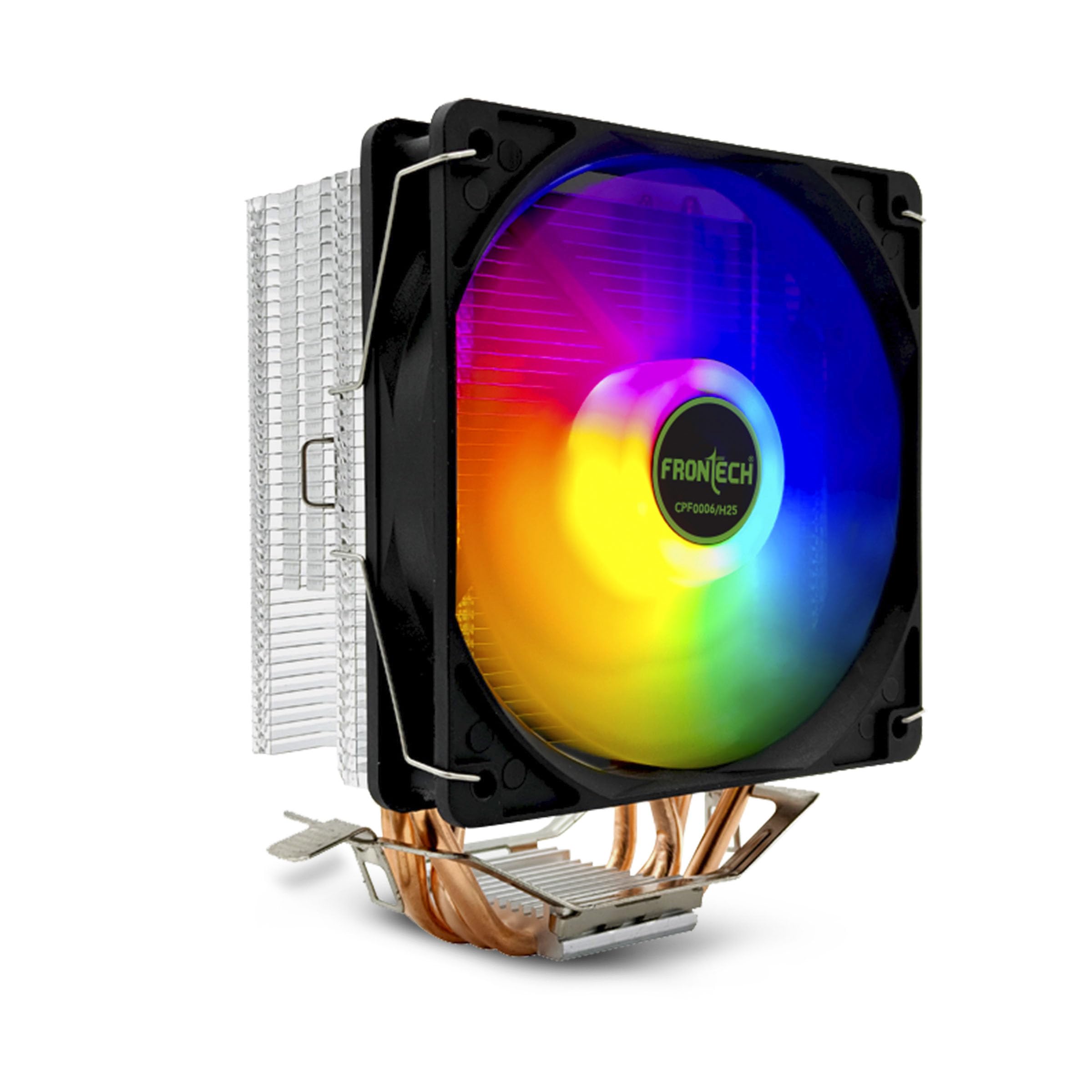 FRONTECH High Performance RGB CPU Cooler Fan for Gaming PC | Rapid Heat Dissipation with 4 Heat Pipes | Quiet 120mm Fan | 4-Pin Connector | Easy Install for Intel & AMD CPUs (CPF-0006)