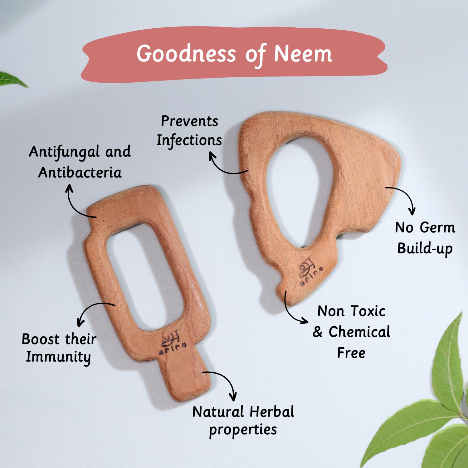 Ariro Wooden Teethers Shaped as Cheese and Ice Cream Stick for Baby Boy & Girl | Hand Crafted with Organic Neem Wood That Helps Boost Immunity & Aids in Digestion | Easy to Grasp & Chew - Image 3 thumbnail