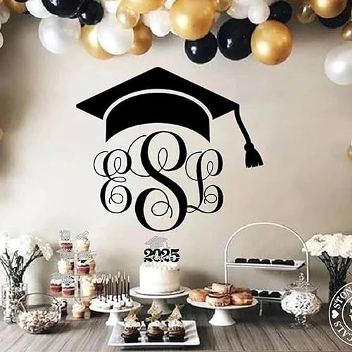 Miniatura 87 de Paquete de 24 adornos dorados para cupcakes de graduación 2025 con purpurina So Proud of You Done Diploma Graduation Cap Cupcake Picks Class of 2025