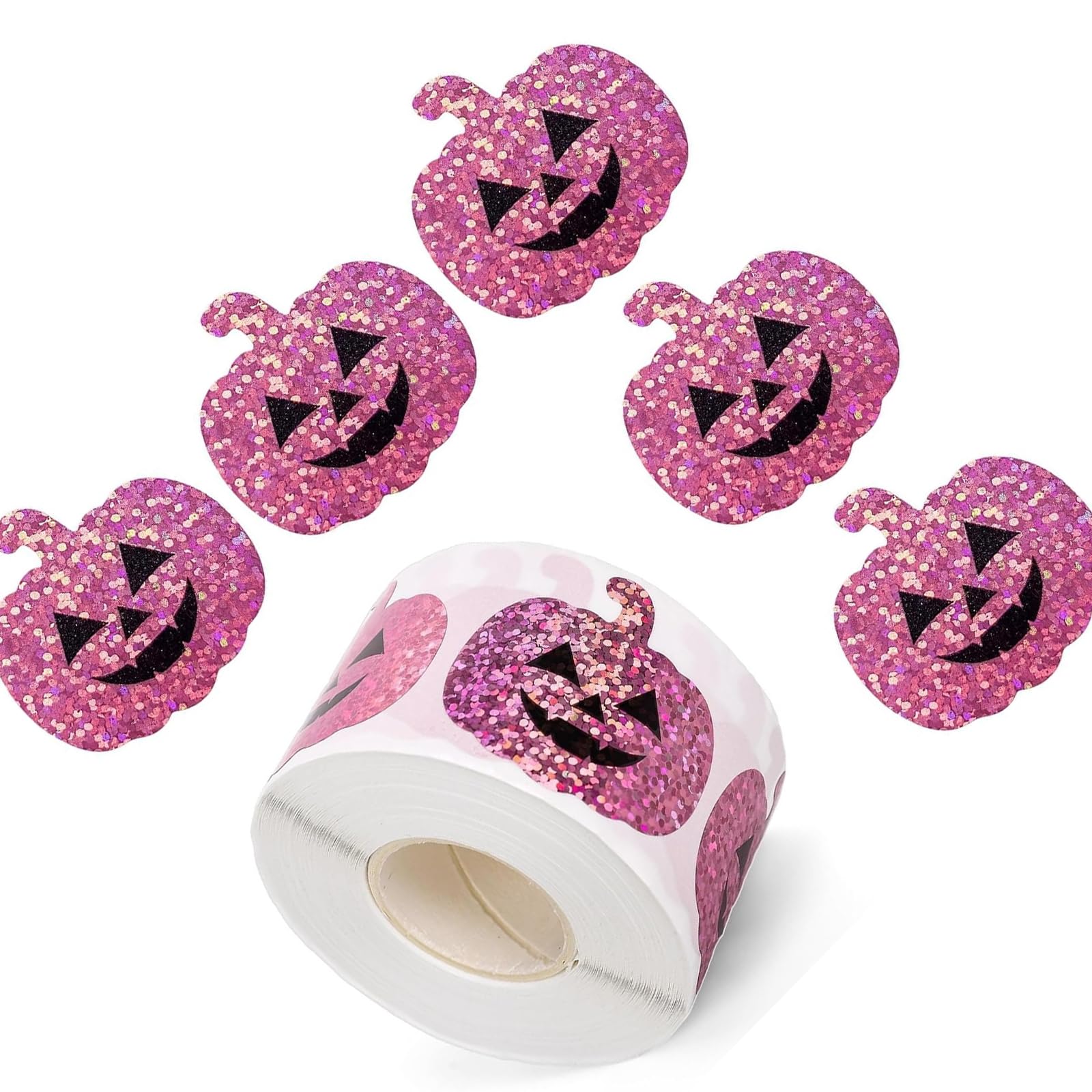 500pcs Halloweens Holographically Pumpkin Sticker Adhesive Paper for Party Decorations Shimmering Decal Pumpkin Holographically Sticker