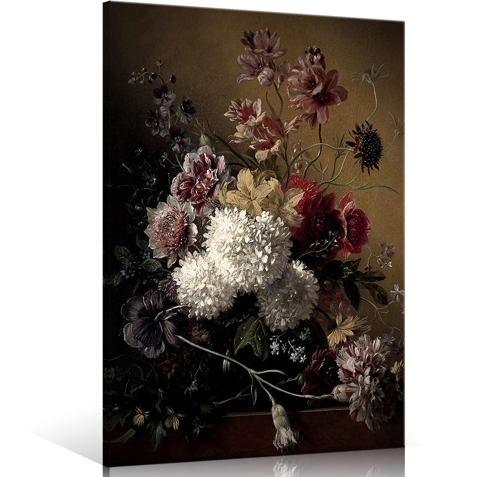 Huabsad Moody Decor Vintage Botanical Flower Wall Art - Victorian Gothic Dark Academia Rustic Wildflower Wall Decor - Aesthetic Room Art Prints -