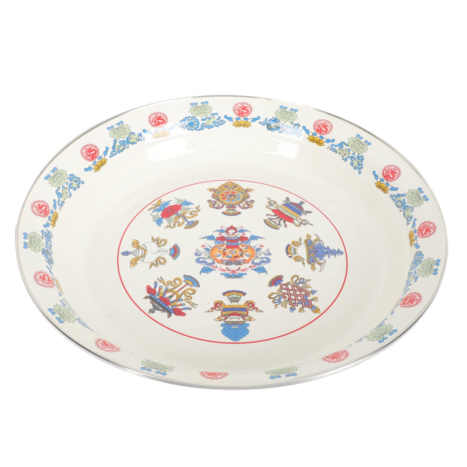Assiettes à dîner, Assiettes à dîner divisées, The Diet Control Plate,Dinner Plates, Cake Stand Set Enamel Plate Food Serving Plate Round Serving Plate(White)