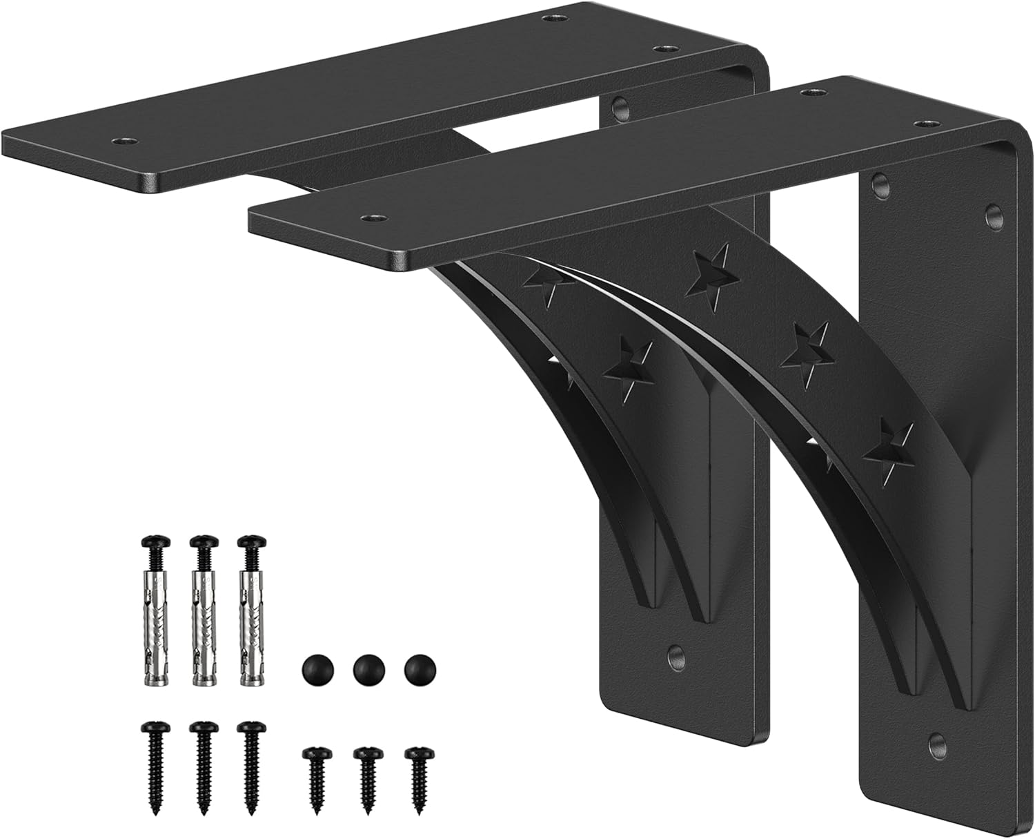 Heavy Duty Shelf Brackets, Max Load 900 LBS, Premium Alloy Metal, Matte Black, 9 inch x 8 inch, Set of 2
