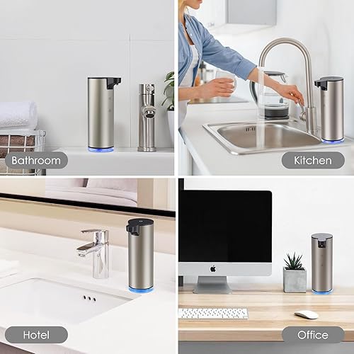 Miniatura 7 de Dispensador automático de jabón recargable de espuma dispensador de jabón sin contacto de acero inoxidable con sensor para baño cocina