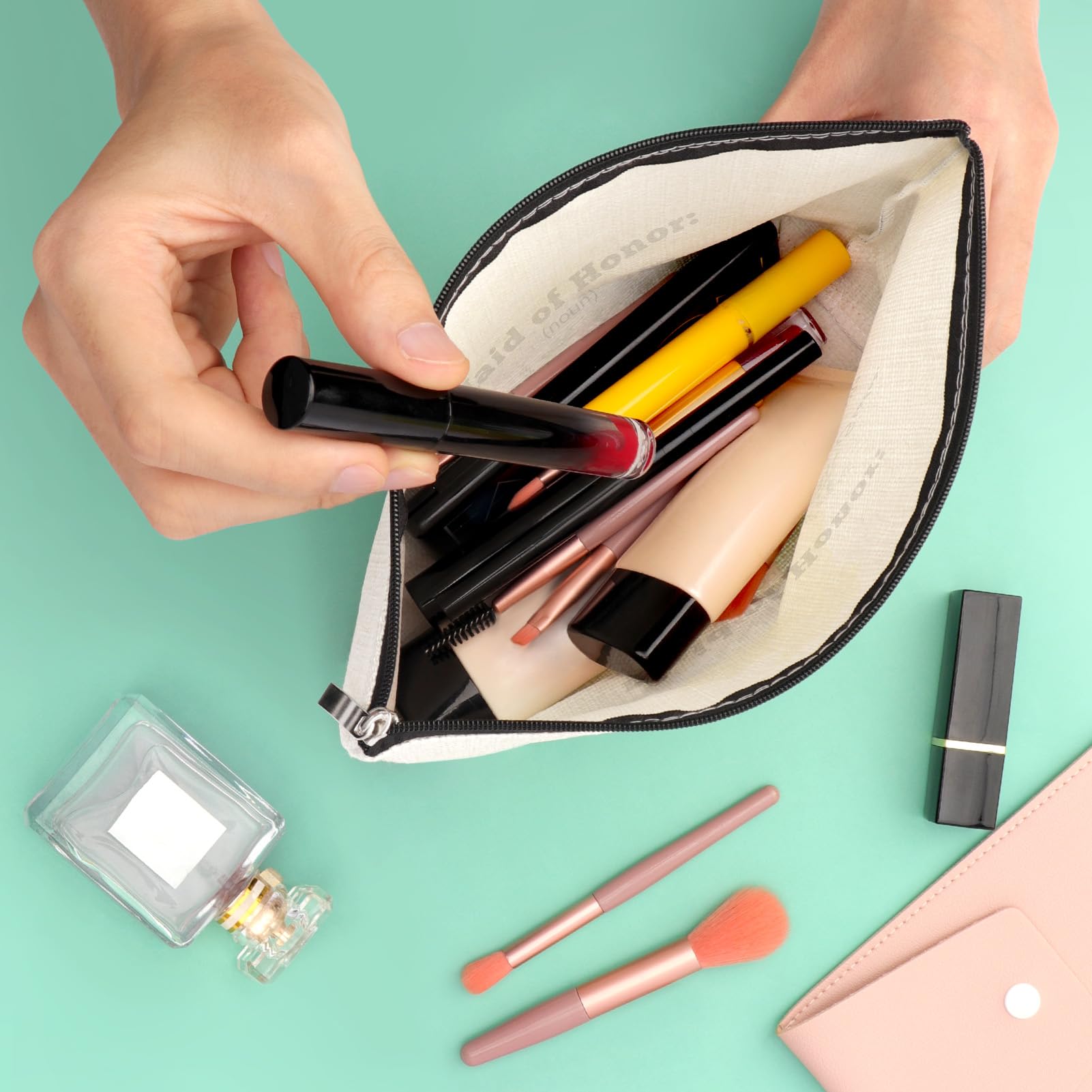 Thank You Gift for Bridesmaid Matron of Honor Gifts Makeup Bag Wedding Gift for Maid of Honor Proposal Gift for Bridesmaid Funny Cosmetic Bag Bridesmaid Appreciation Gift Bride Shower Gift for Girl - Image 4