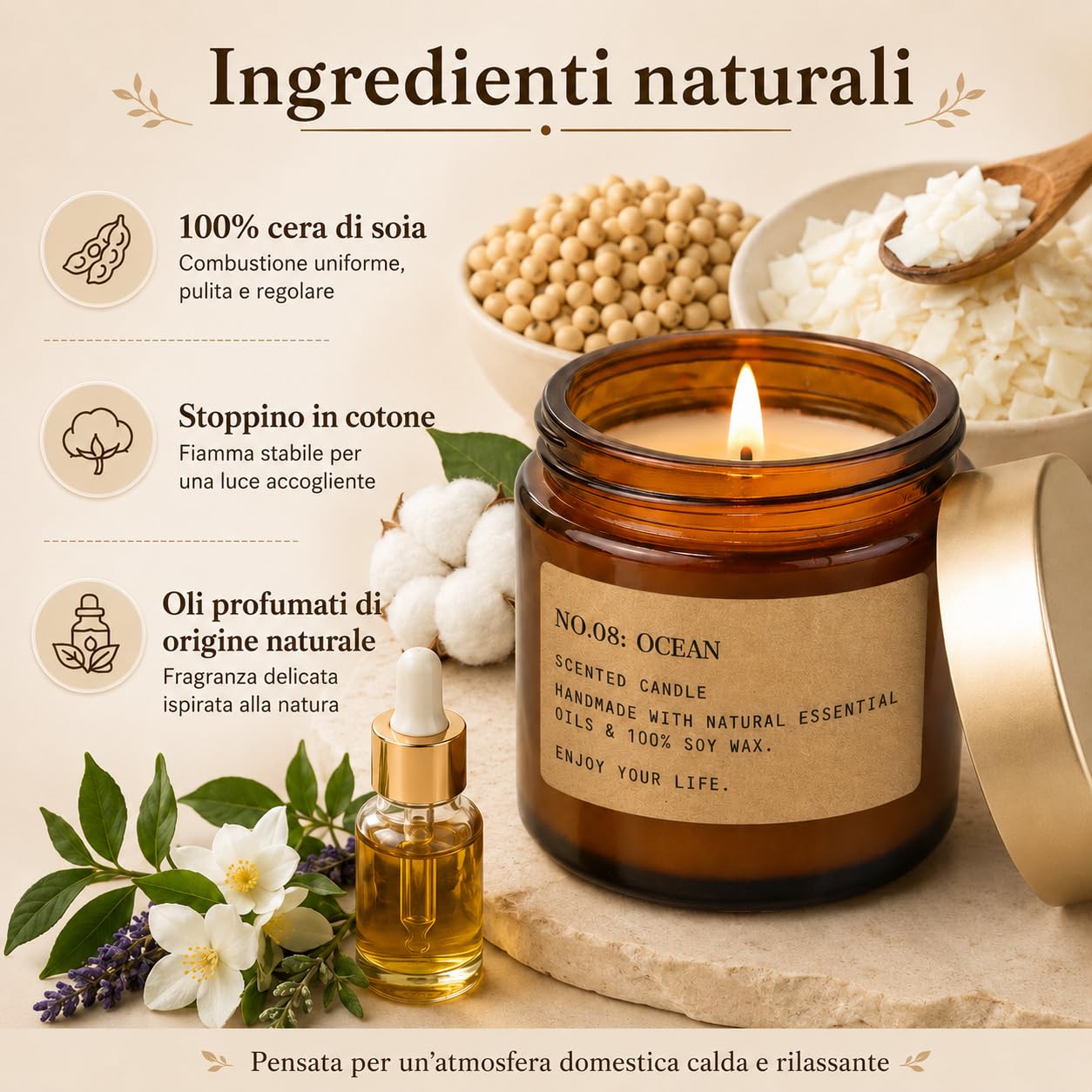 Candele Profumate, Cera di Soia per Candele - 12 Pezzi, 300 Ore di Durata - Candele Natalizie, Regalo Donna per Natale, Epifania, San Valentino, Festa della Mamma e Compleanni, Bagno, Yoga