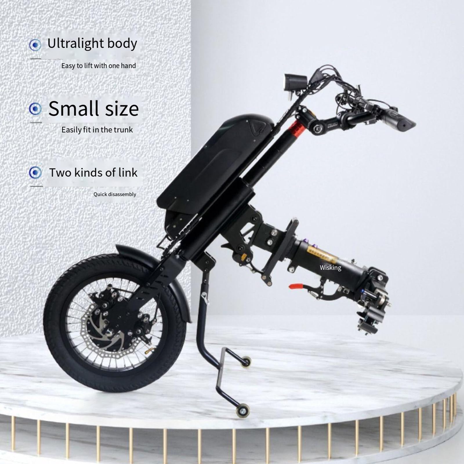 Elektryczny trójkołowy wózek inwalidzki, wózek dla osób niepełnosprawnych, przenośny zestaw do konwersji wózka inwalidzkiego na zewnątrz (B20ah Connectinthemiddle)