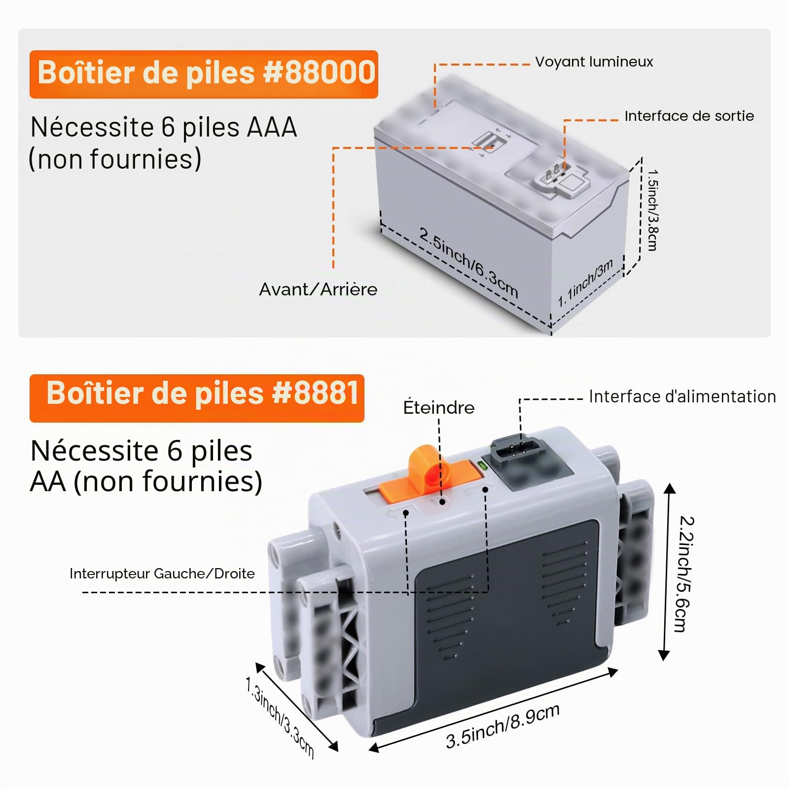 Servomoteur Power Fonction Kit Binghe Lot de 9 électriques pour Jouets avec Moteur Ensemble avec M/L Moteur, Télécommande 2,4 GHz, Boîtier de Piles, Câble d’Extension, Câble LED avec nombreux modèles