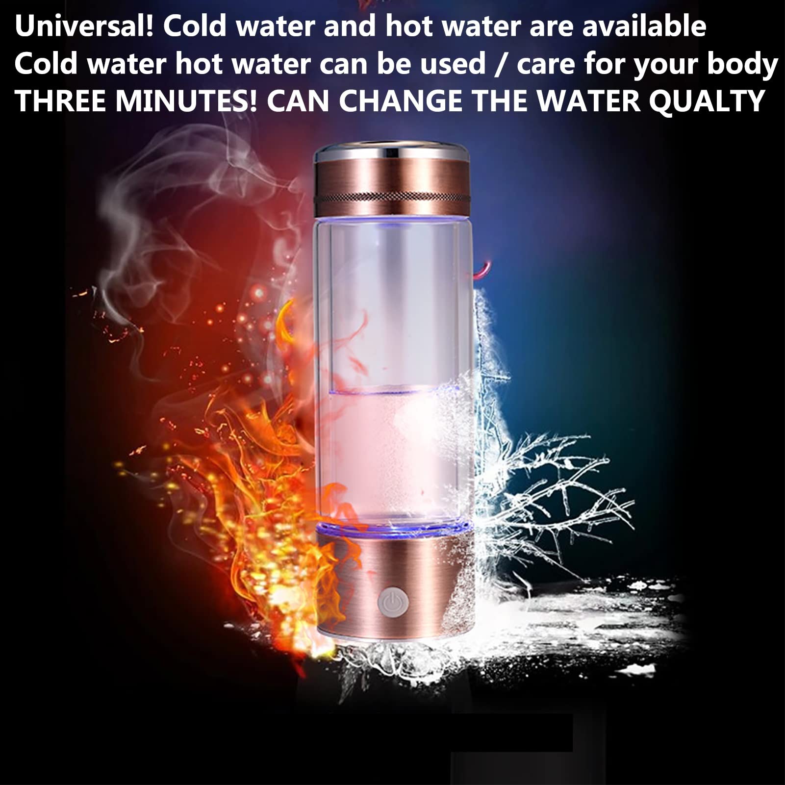 Bouteille d'eau hydrogène, générateur d'eau alcaline Riche hydrogène Portable, ioniseur, Produit Une teneur hydrogène jusqu'à 800-1200 PPB, Haute Concentration avec Adaptateur d'eau minérale pour r