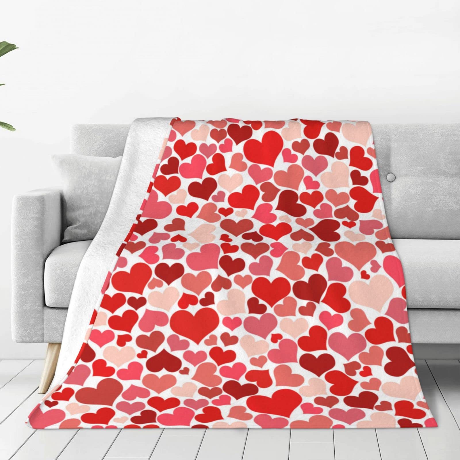 Lsjuee Throw Blanket Valentine's Day Warm Cozy Soft Lightweight Flannel Fleece Blanket for Bedroom Sofa Room Home Decorative Fuzzy Blanket 80"x60"
