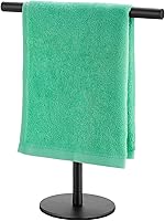 DECLUTTR Matte Black T-Shape Hand Towel Holder Stand - Rustproof Freestanding Towel Rack for Bathroom Kitchen Countertops