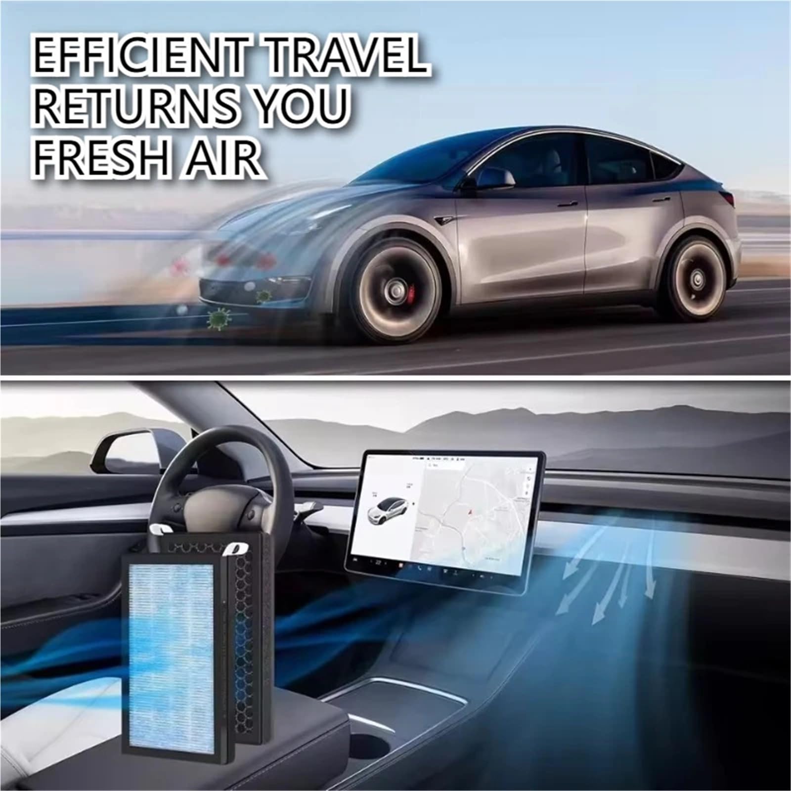 Filtro Abitacolo ai Carboni Attivi Filtro aria abitacolo per auto Tesla Model 3 Y, 2 pezzi, con filtro aria di ricambio a carbone attivo