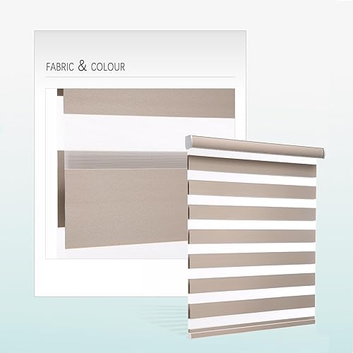 Miniatura 4 de Changshade Persianas opacas de cebra sin cordones para ventanas de interior, puertas corredizas de vidrio, persianas enrollables de cebra de tamaño